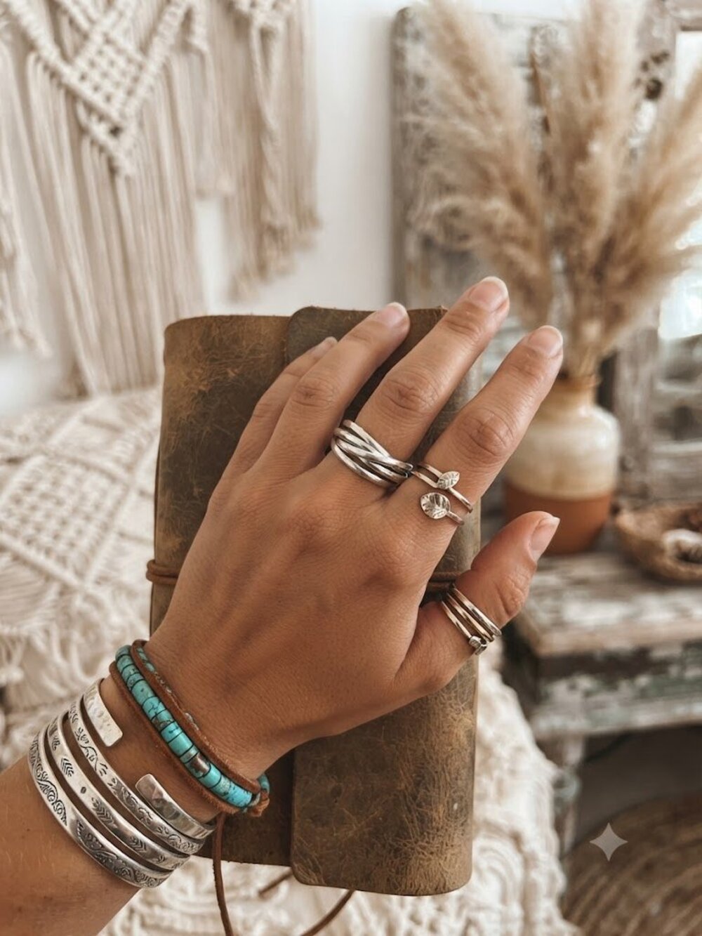 Vintage Sterling Silver Interlocking Band Ring - Silver